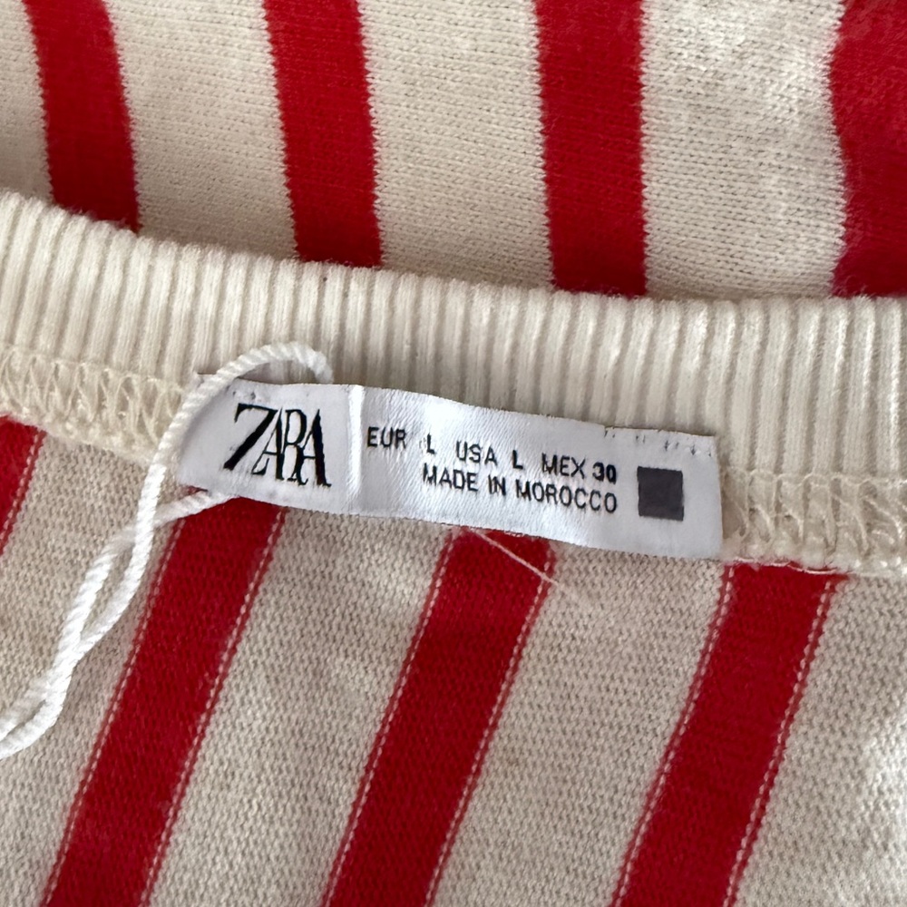 Zara Red and White Striped Women's Top - Picture 4 of 9